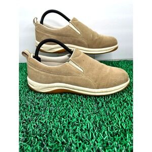 Lands’ End Tan Suede Slip-On Comfort Shoes Women’s Size 9B Casual Everyday Flats